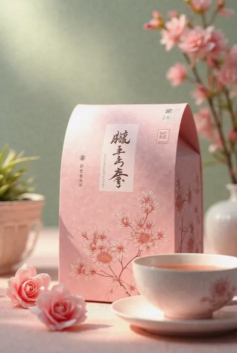 Pink coiour tea packaging 