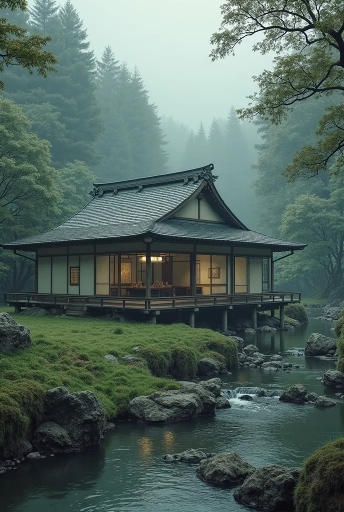 Japanese traditional house in the nature sad
