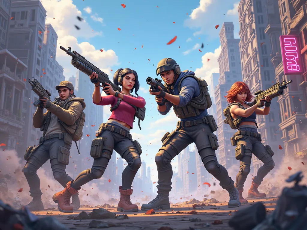 mini Royale illustration with 4 people