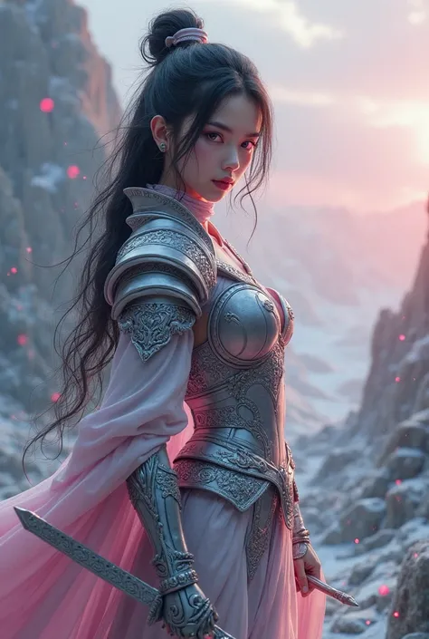 Girl with pink eyes warrior wallpaper in 4k tender and cool