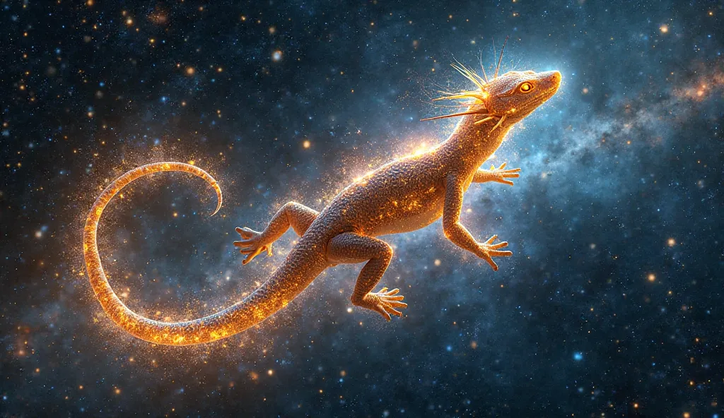 a constellation in the void of space called a superhero salamander writing in the stares