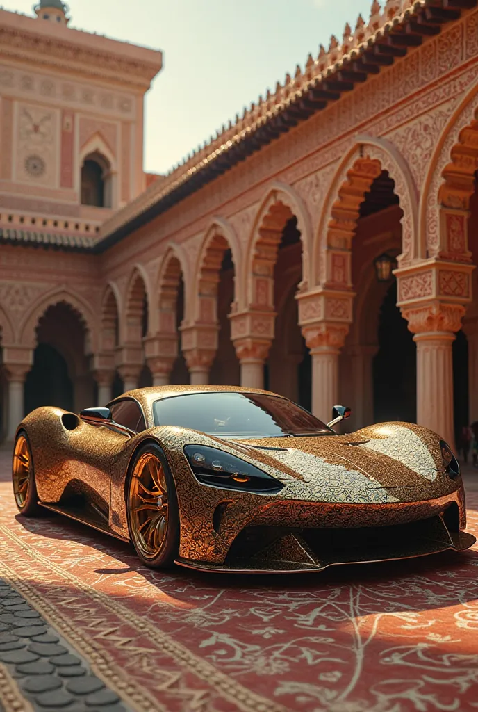 Une voiture luxueuse, élégante et luxueuse, inspirée des décorations et de l'architecture du palais de l'Alhambra à Grenade en Espagne