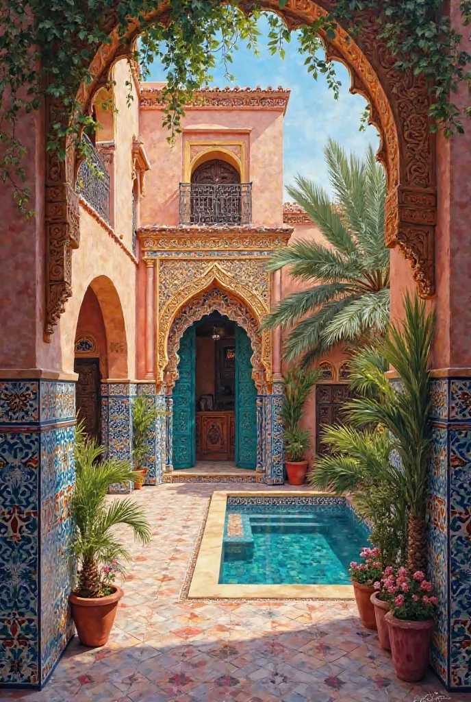 A painting with Moroccan motifs 