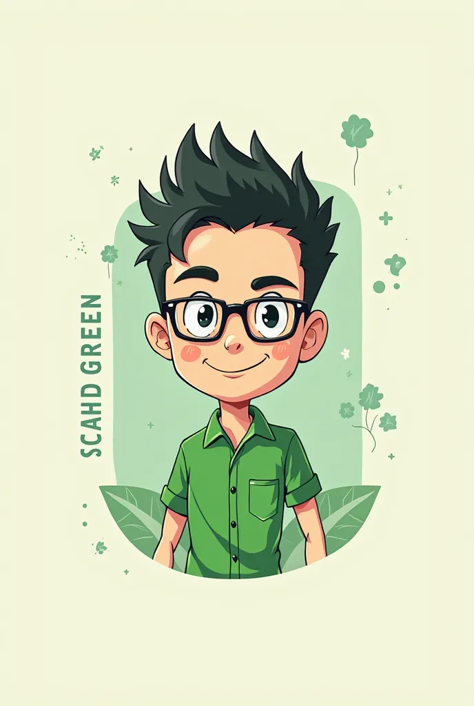 Logo ScahydGreen, anime man, Referring to tipster,  green shirt glasses 