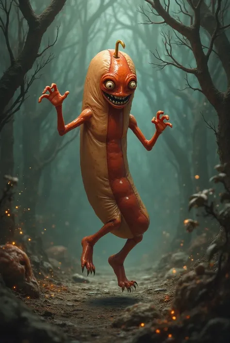 Dark fanstay humanoid hotdog dancing 