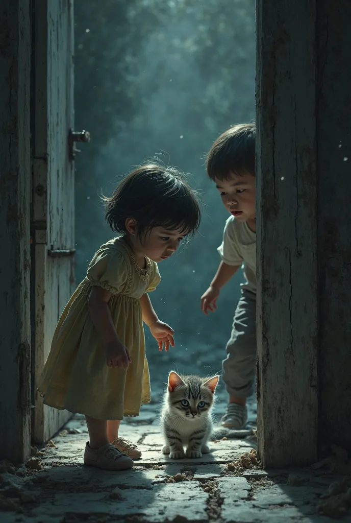 Dans la maison gris qui allures inquiétant la petite fille trouvant un Chine coincé entre deux planches et le petit garçon viens de laide