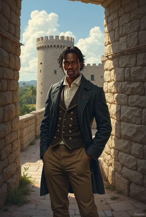 I want a handsome black man., with straight wavy hair, A cabloco , Fort at the time of 1792