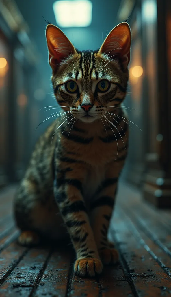  In 3D cinematic style , hd image, Realistic image,  Color Image . Character: A cat bursts, charming and blinks