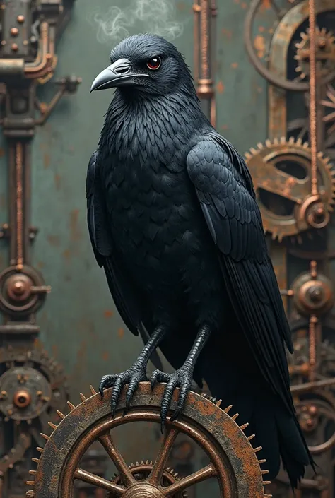 Etslle a gothic, steampunk ravens with vintage background