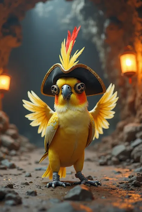 Create a cockatiel that wears eye patches and pirate hats dancing lining in mine from GTA