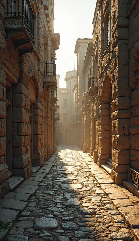 A stone street without people.
