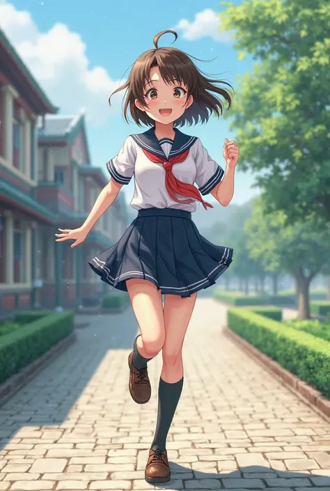 school uniform, a girl, running, school girl kaede