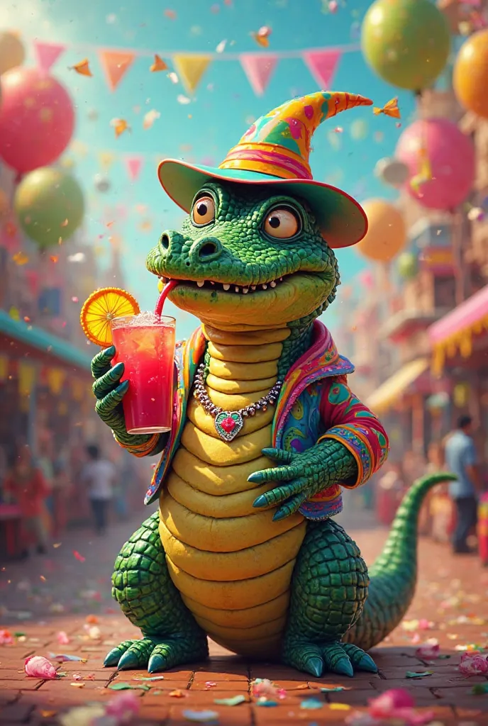 Crocodile with Carnival drink