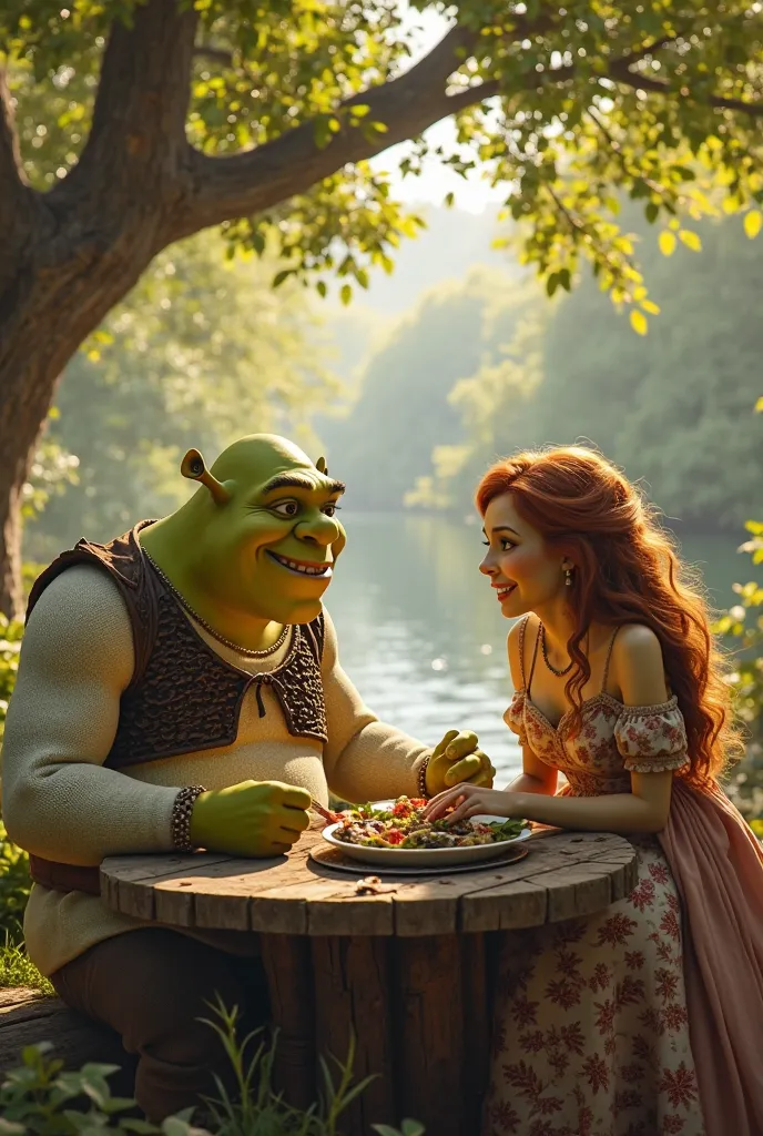 Shrek and Fiona eating fish