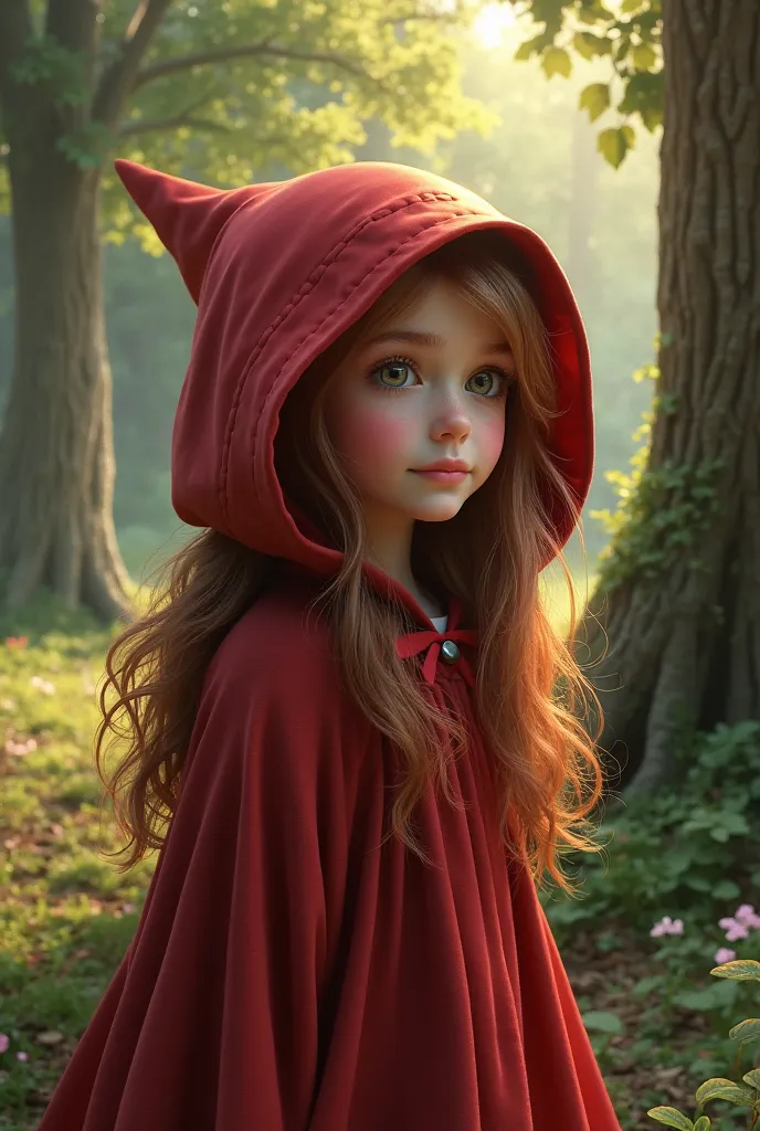 Draw a realistic Little Red Riding Hood from the front 