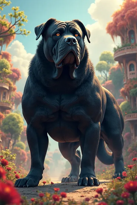 Cachorro preto de Porte Grande (masterpiece, better quality, 8k, High Detailed, cartoonish ) 