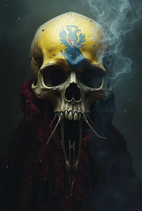 Scary skull with the flag of Ecuador 