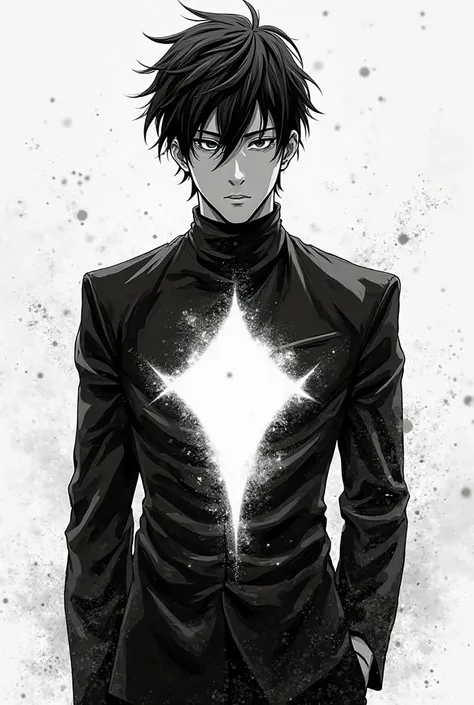 Black and white Sung Jin-wo from solo leveling manhwa white piece from the story drawn inside of his body