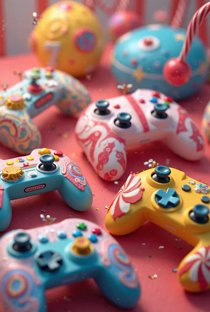 Several carnival-themed console controllers 