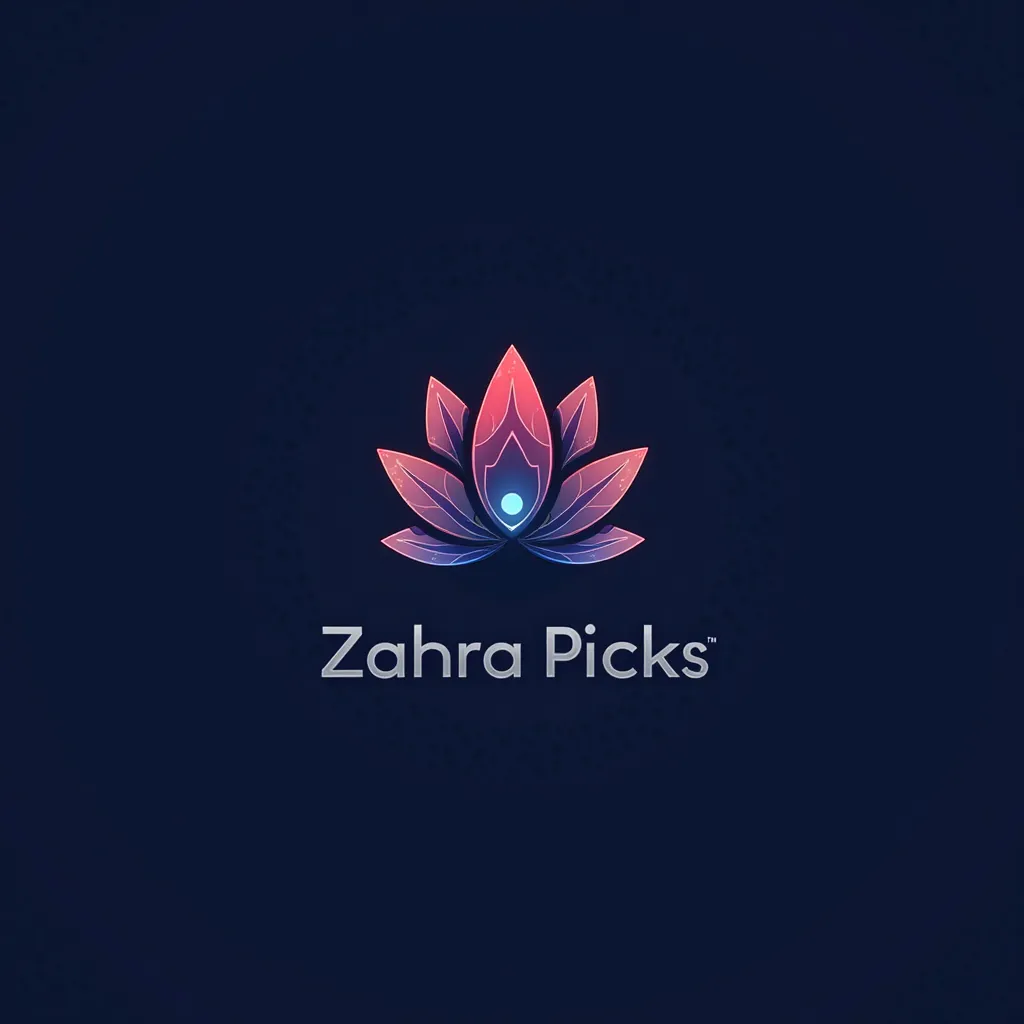 "A minimalist logo design for a tech accessories brand, featuring a stylized lotus flower with sleek, circuit-board-inspired petal veins. The petals transition from navy blue at the base to a gradient magenta/coral at the tips, with metallic silver accents...