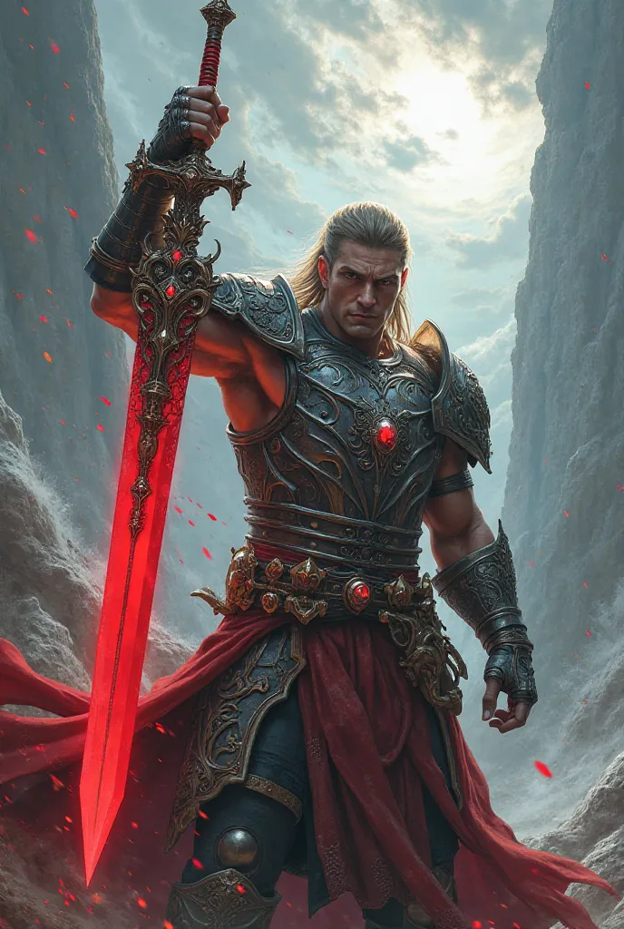 Change the color of the sword to red in the first image