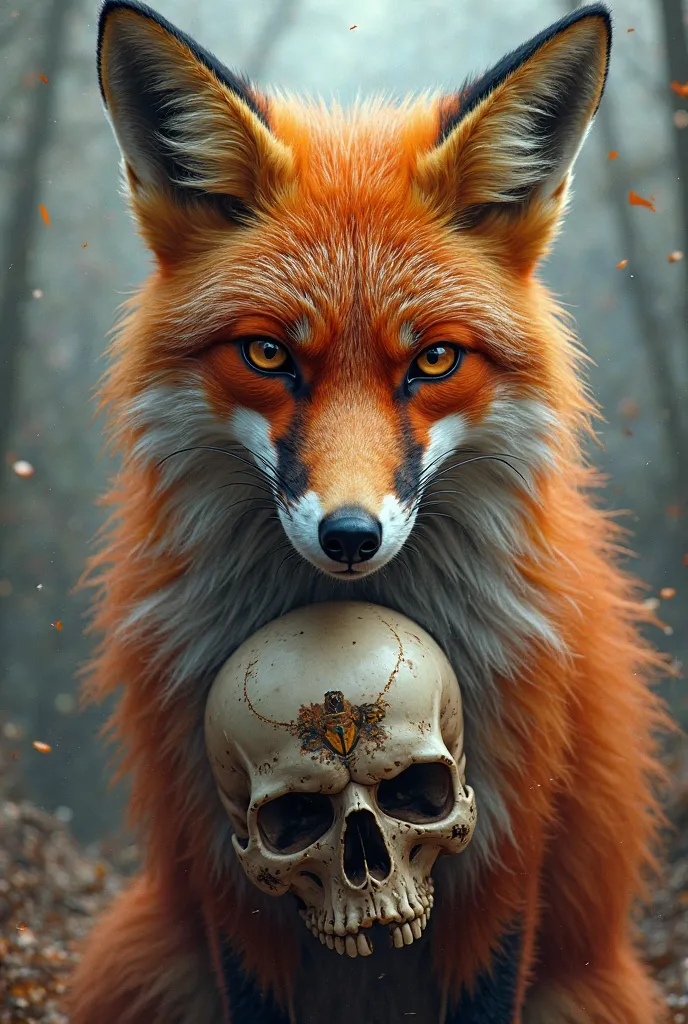 Fox with skull 