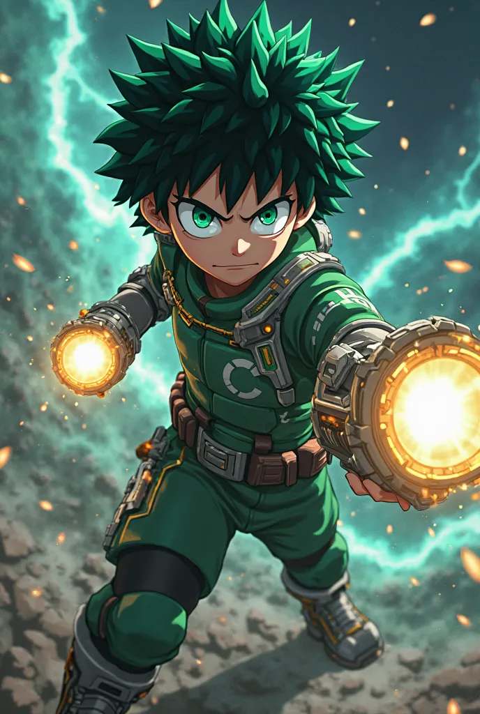 Izuku midoriya using marvel’s starlord blasters