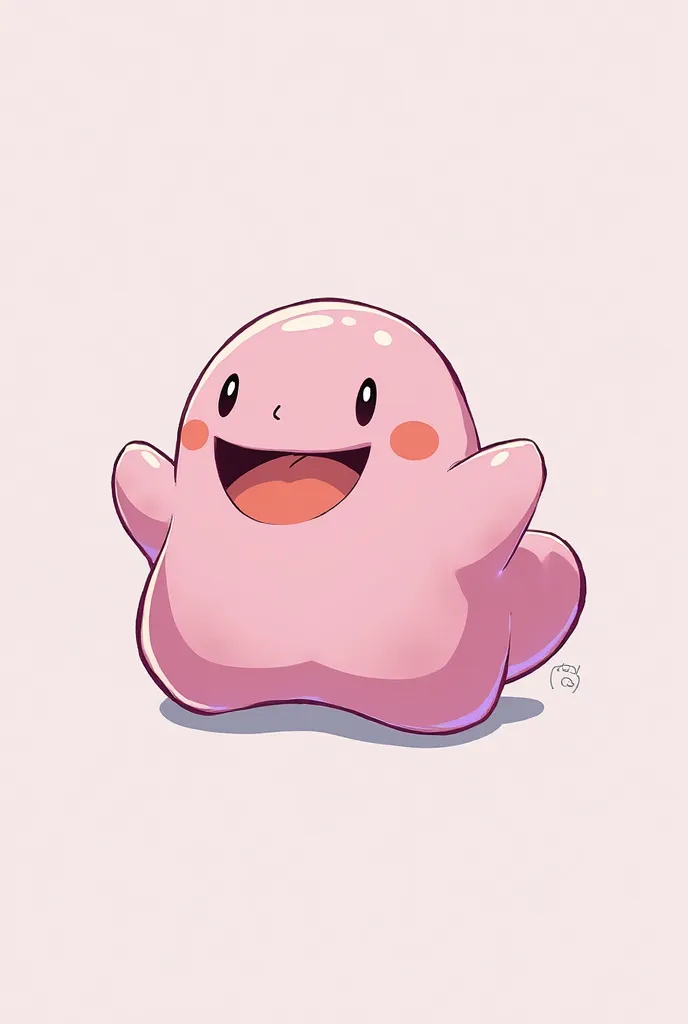 Can you make an image of a Ditto smiling from Pokemon in 2D as for a Twitch emoji