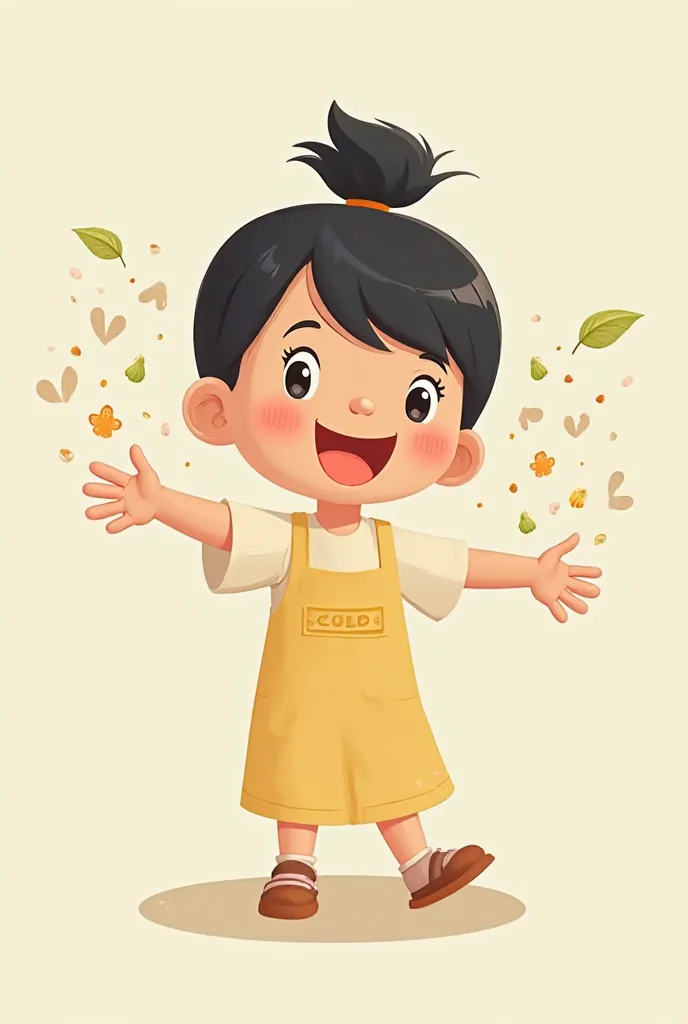 BLACK  CARTOON TIDY HAIR, LIGHT EYES THROWING SEEDS SMILING