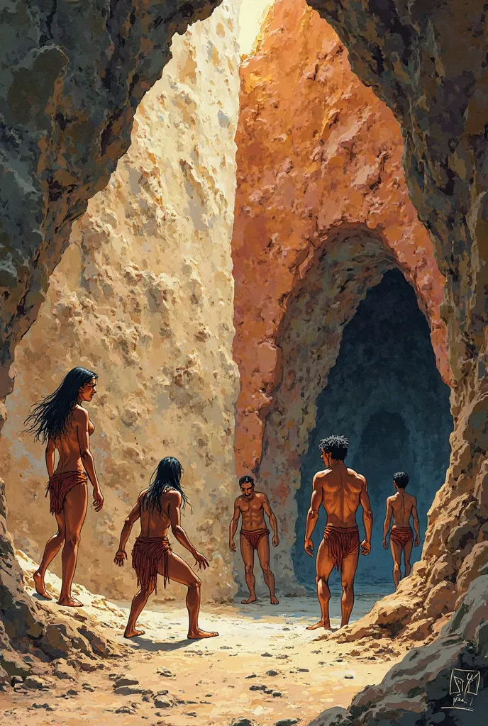 A visual comparison between a cave painting and a modern comic , highlighting the similarity in the use of sequential images to tell stories.