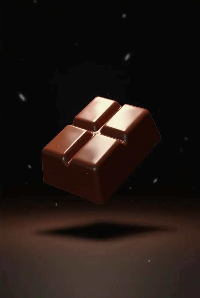 a chocolate bar floating on a black background