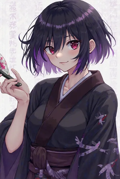 Rika Kurozawa (The Shadow Witch)

Age: 22 years
Gender: girly 

Appearance: Rika has black hair with purple reflections, short and messy. His eyes are deep red and he usually wears a dark kimono with crow embroidery. She always wears a fan of enchanted pap...