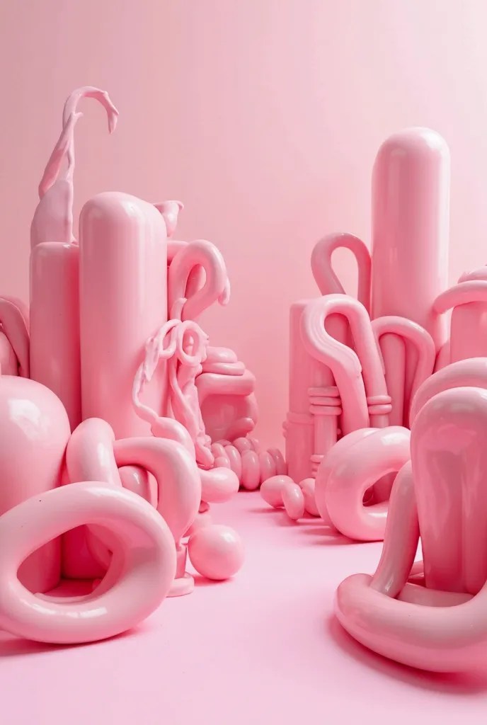 Pink rubber in various positions 