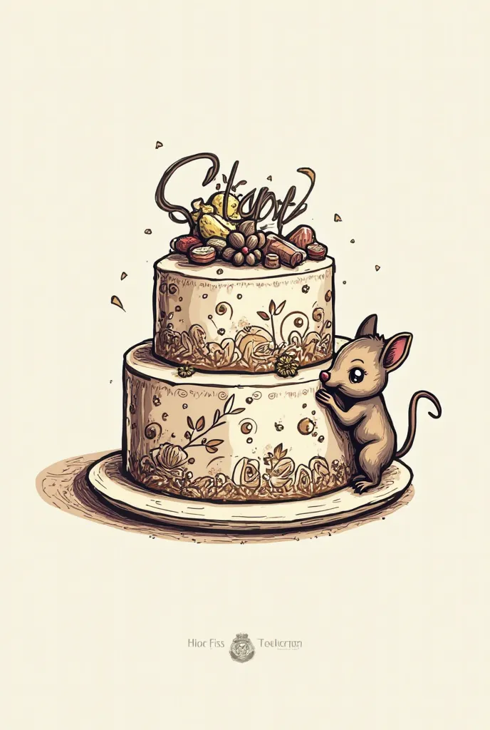 A logo that contains a cake that says Roos something more striking, perhaps with drawings, but it's like a chiskey, maybe a little animal eating the chiskey, that refers to that but that says Roos