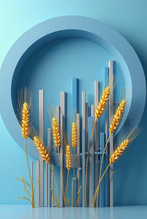 I need you to make a crazy one that has a cold blue circle and that inside the circle there are ears of wheat and bars in the style of a bar chart