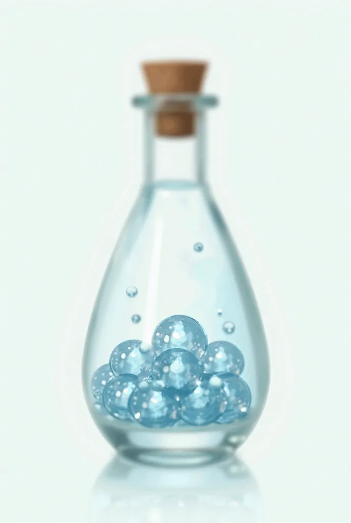 Create a logo with graphic elements of
 a glass bottle with a cork lid containing 12 transparent or crystalline orbeez balls 