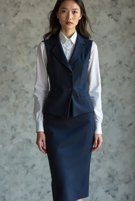 Navy blue skirt and vest 