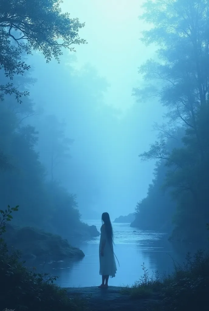 Blue fog river