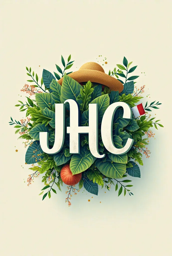 Fait moi un logo pour Facebook avec les lettre jhc en style moderne avec de la verdure, A French flag and a straw and blue hat