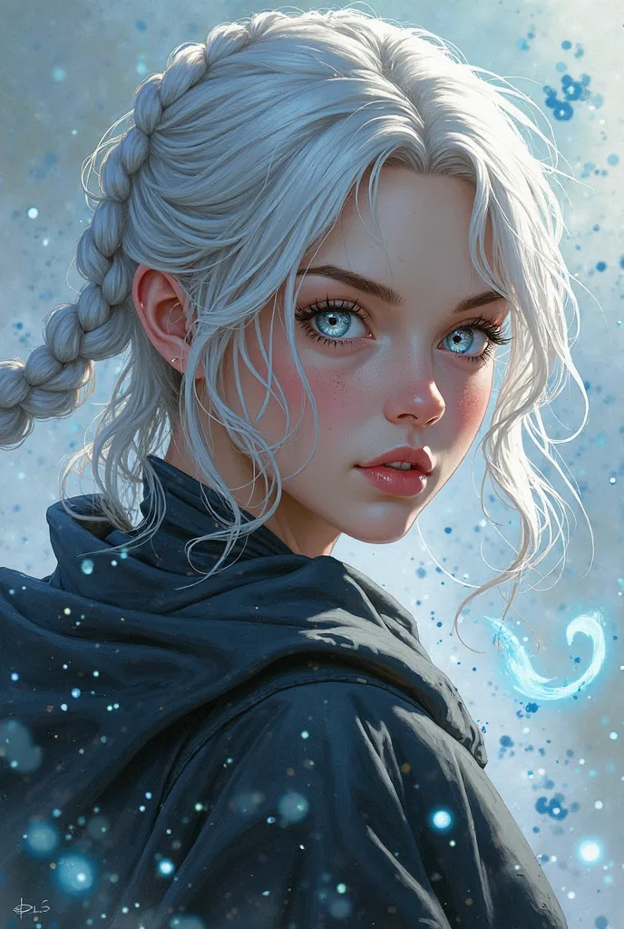 Illustration of a fantasy character.
A beautiful 18-year-old girl with Traits delicate but marked by a decisive expression. He has a small scar on his left eyebrow , reminder of a failed capture attempt during his hood.
eyes:
silver grey, like storm clouds...