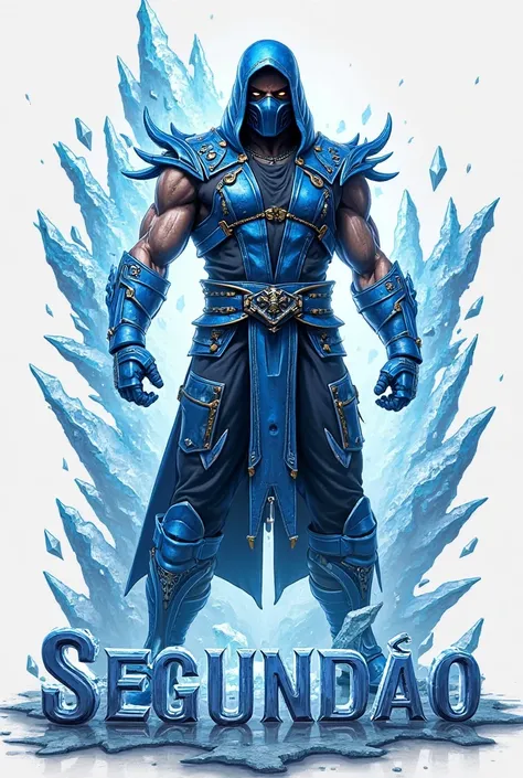 create a logo with the character "sub zero" from mortal kombat, with the name below, "Segundão"