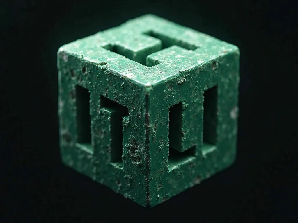 Make a cube, with shiny details in lake green, and on all sides the letter Li is written in ultra detailed style, the letter Li is in the middle of the cube, the letter Li is ultra detailed with ancestral marks, and all sides show the letter Li, the Li are...