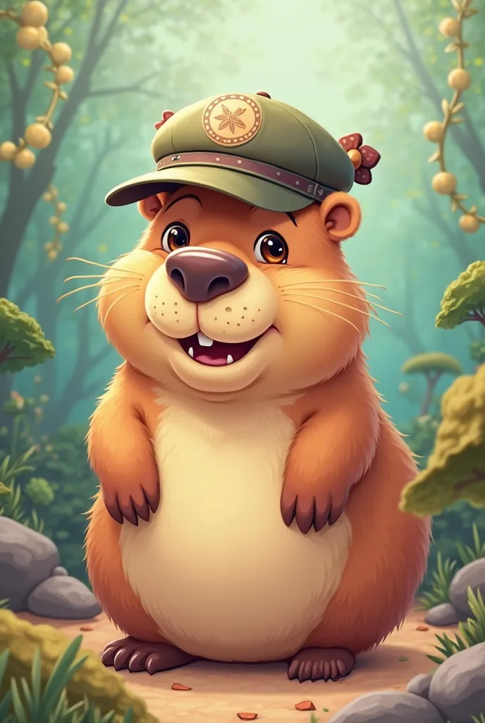 Capybara in a cartoon cap