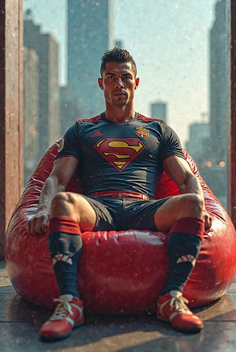 I want Ronaldo as a superhero who sits on a lazy bag