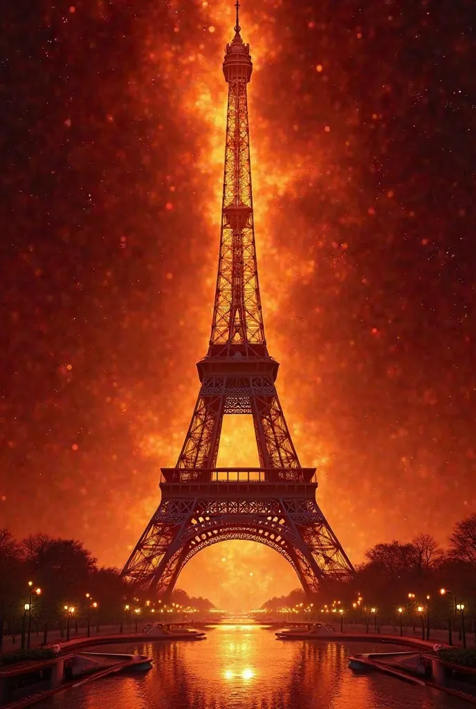 Create a book cover with the Eifel tower and a golden light, red and black around inspired by Ladybug 