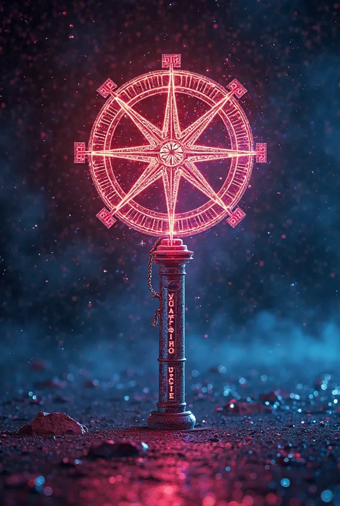 Kpop light stick written Stray S with red compass