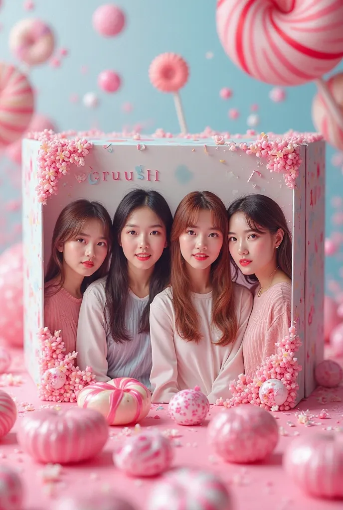 Could you make me a Merch box called crush and it is a 4 girl kpop group and i want the theme to be candy