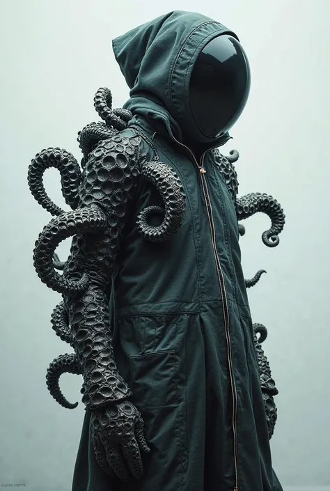 Create jacket from a dystopian world, futurist, Of octopuses with tentacles, Like from another world , Only the garment without ambience or background 