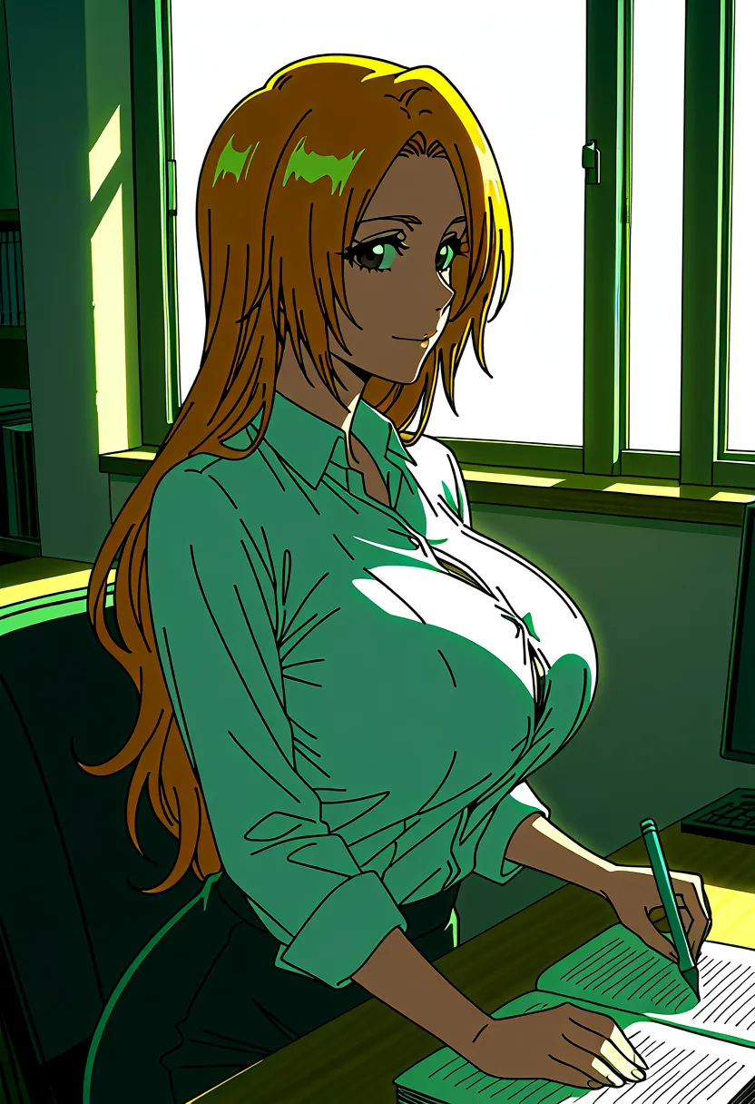  exhaustiveな経歴 ,screencap, Style of BLEACH,Detailed face,  1girl ,mature female,milf,huge breasts, profile, Best quality,masterpiece,soft light,official art,high quality, highres,absurdres,epic scene,Mature Woman, popup,big breasts,Enchanting gaze ,Whipped...