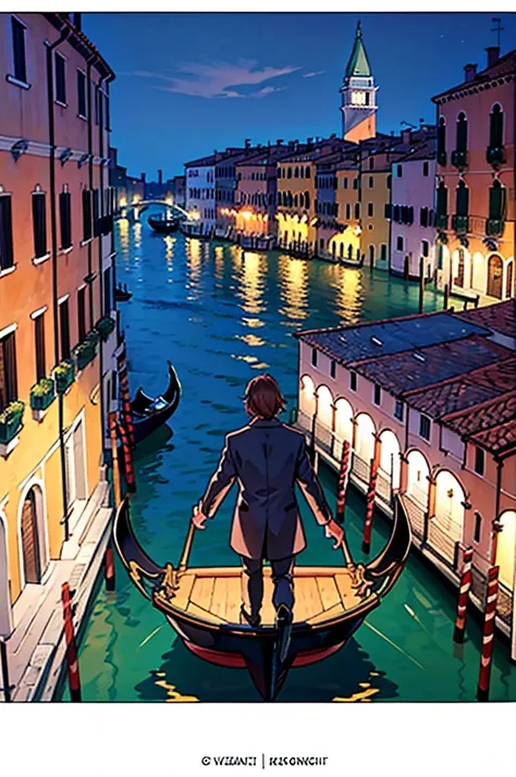 (masterpiece), best quality, single stage, very aesthetic, absurdres, safe, Venice at night, View of the city of Venice in the distance, at night